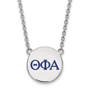 Sterling Silver Theta Phi Alpha Large Blue Enamel Greek Necklace